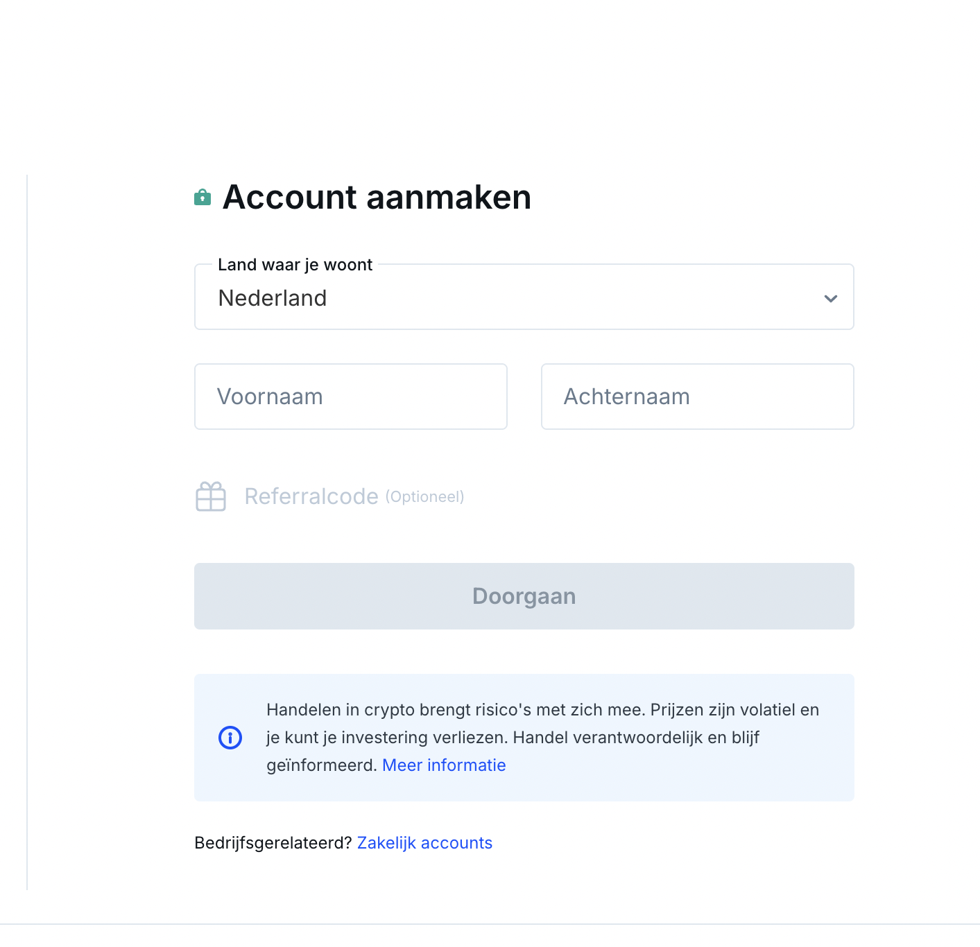 Inlog scherm Bitvavo